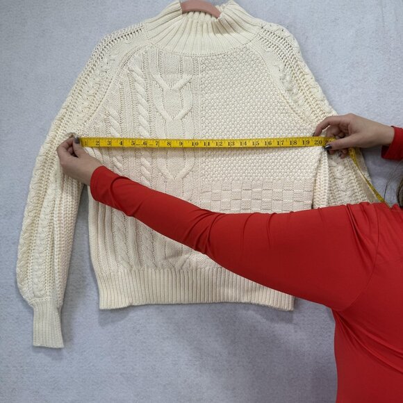 Sundance Sweater Womens Medium Ivory Cable Knit Mock Neck Textured Aran Pullover - Picture 4 of 8